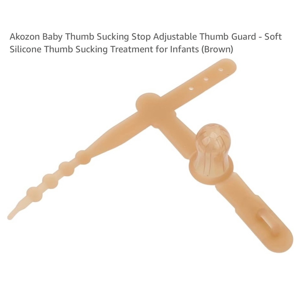 2X  Thumb Sucking Stop Adjustable Thumb‎ Guard Soft Silicone Brown